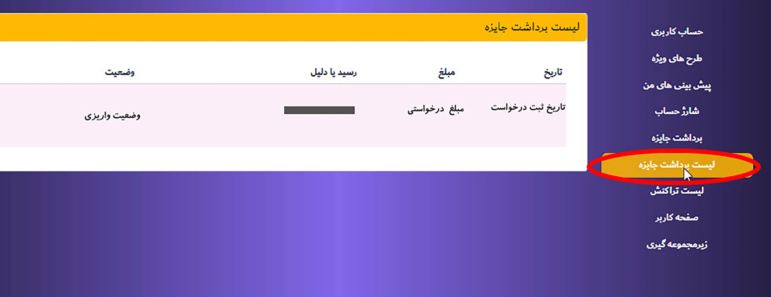 لیست برداشت های گذشته جت بت