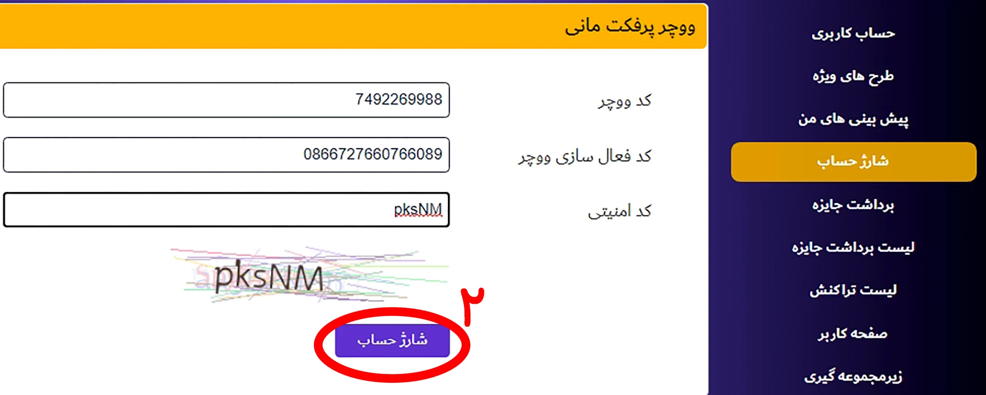 آموزش شارژ با پرفکت مانی