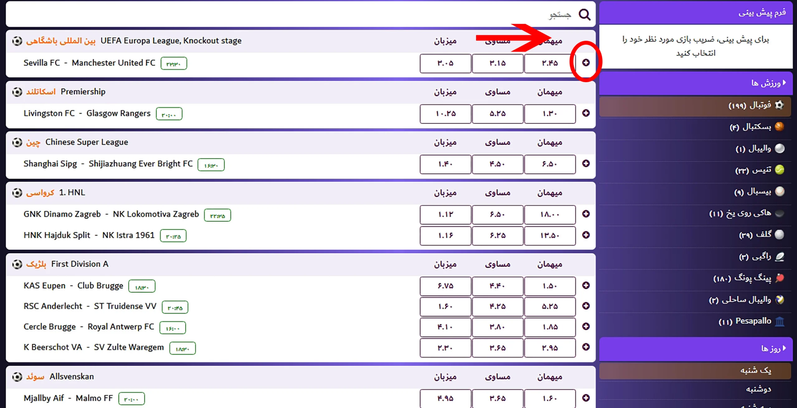 آپشن های شرط بندی ورزشی